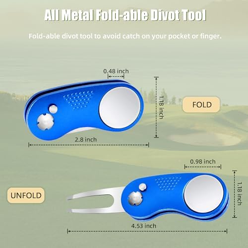 Mile High Life Golf Divot Repair Tool Metal/Foldable w Magnetic Ball Marker - Image 4
