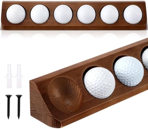 CroBlissful 1 Pack Golf Ball Display Case 1 Tier Wall Mounted Walnut Wood by CroBlissful