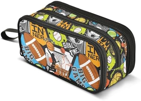 ZAZYXTJ Ball Large Capacity Pencil Case 3 Compartment Pen Pouch Storage Canvas by ZAZYXTJ