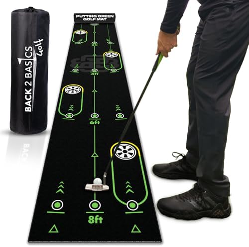 BACK 2 BASICS GOLF 10ft Compact Golf Putting Mat, Indoor & Outdoor Practice by BACK2BASICSGOLF