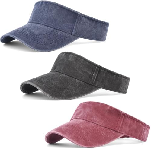 IYEBRAO 3 Pack Sun Visor Hat Sport Vintage Washed Adjustable Cotton Empty Top by 29IYEBRAO