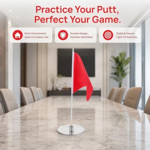 Yardwe 3 Set Golf Practice Cup and Flag Stainless Steel Pin Flags - Image 3