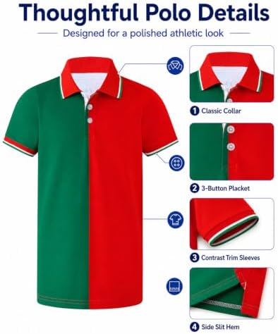 Boys Golf Polo Shirts Short Sleeve Color Contrast 5-14Y - Image 5
