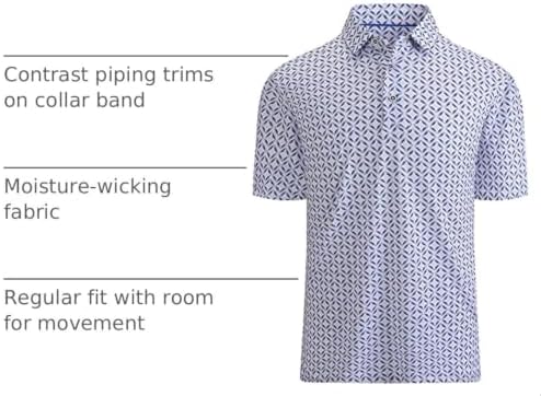 Alex Vando Mens Golf Shirt Moisture Wicking Print Performance Polo Shirt - Image 4