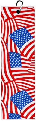 Flag and Eagle Microfiber Golf Towel Waffle Weave Towel by GOLTERS