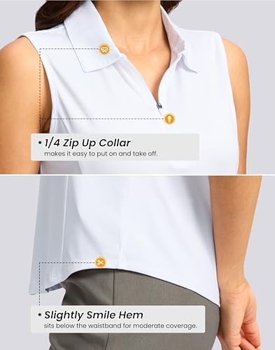 G Gradual Women's Golf Shirts Lightweight 1/4 Zip Collared Tank Top - Image 5