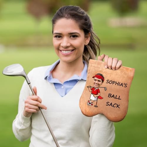Personalized Golf Ball Bag, Custom Cartoon Character & Name on Golf Shag Bag - Image 4
