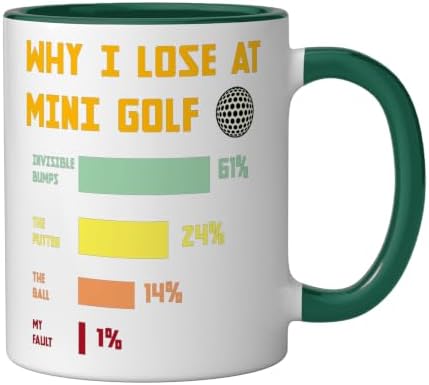 Mini Golf Champion Humor Family Golfers Ceramic Mug, Dark Green/White - Image 2