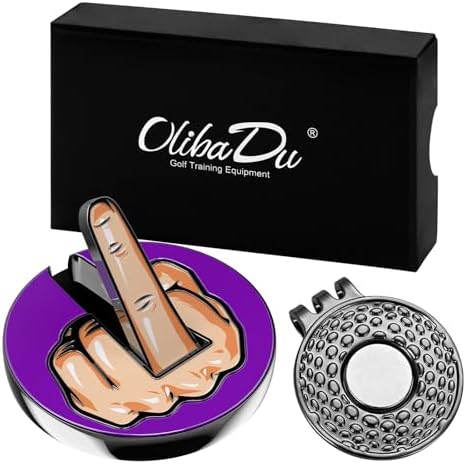 Premium Magnetic Middle Finger Golf Ball Marker Cap Clip Set by OlibaDu