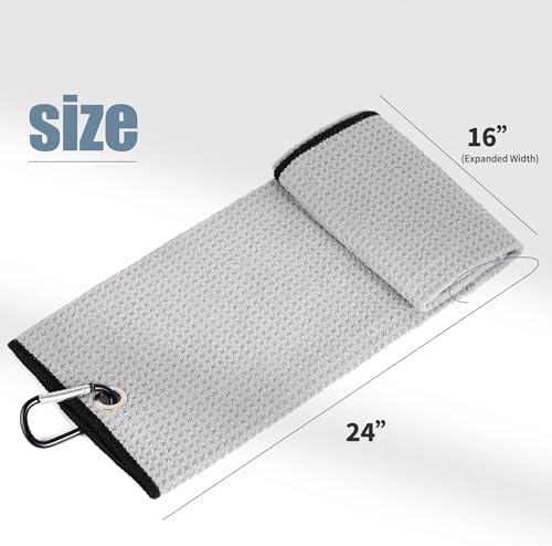 Mile High Life 2 Pack Gray Microfiber Tri-Fold Golf Towels - Image 2