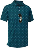ZITY Men's Golf Shirts Short Sleeve Print Patterns Casual Collared Polo by ZITY