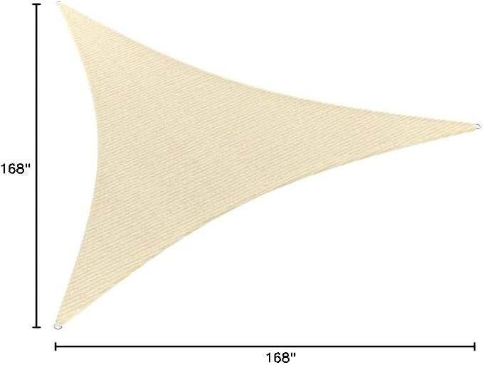 WINDSCREEN4LESS 14' x 14' x 14' Sun Shade Sail UV Block Fabric Canopy in Beige - Image 9