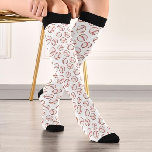 White Baseballs Stitching Compression Sock - Image 3