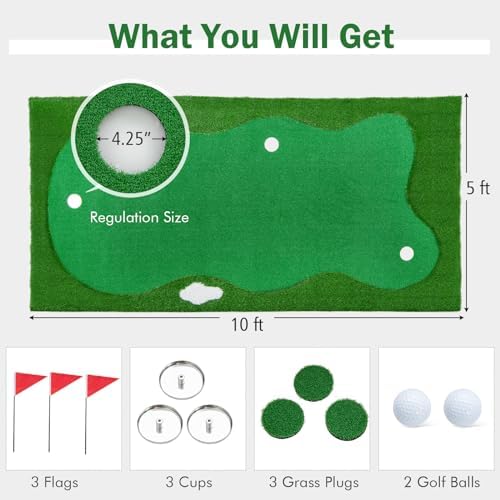 Tangkula 10 FT Golf Putting Green, Large Professional Golf Training Mat - Image 5