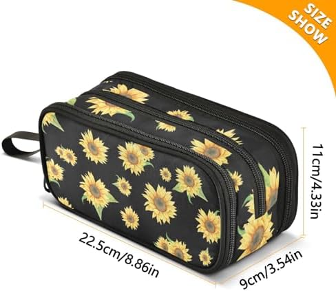 ZAZYXTJ Sunflowers Pencil Case Large Capacity Pencil Pouch - Image 3