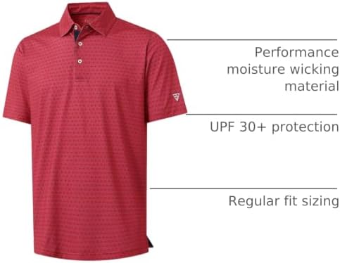 M MAELREG Mens Golf Shirt Short Sleeve Dry Fit Print Moisture Wicking - Image 4