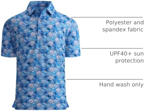 Alex Vando Mens Golf Shirt Moisture Wicking Print Performance Polo Shirt - Image 4