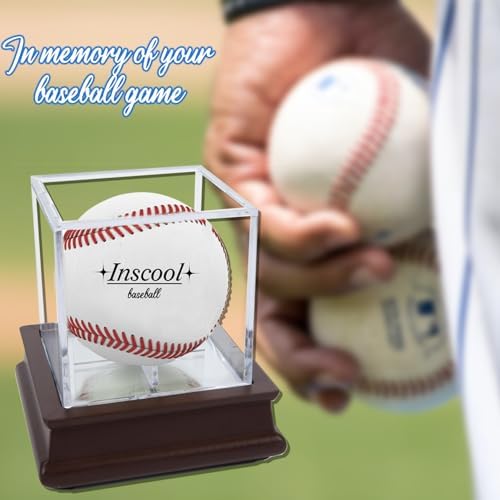 Baseball Display Case with Mirrored Wooden Base Acrylic Cube - Image 5