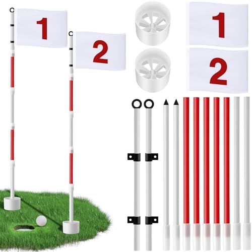 2 Pack Golf Flag Stick 6ft Putting Green Flag Golf Hole Cup Pole Pin Numbered by Duucoepl