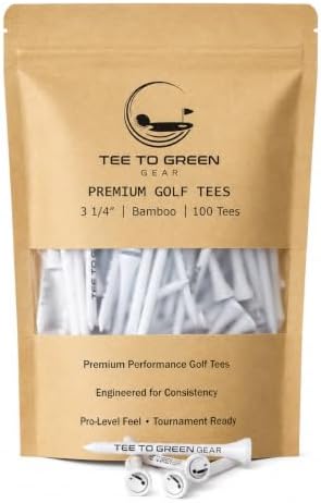 Premium Bamboo Golf Tees – 3 1/4 Inch Durable Performance Tees – 100 Count by Unknown