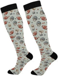 White Baseballs Stitching Compression Sock by Unknown