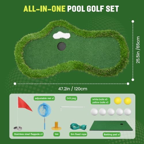 Pool Golf Floating Putting Green: Outdoor Chipping Game Set - Image 2