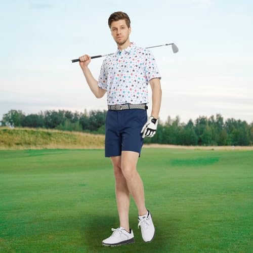 M MAELREG Mens Golf Shirt Short Sleeve Dry Fit Print Moisture Wicking - Image 2