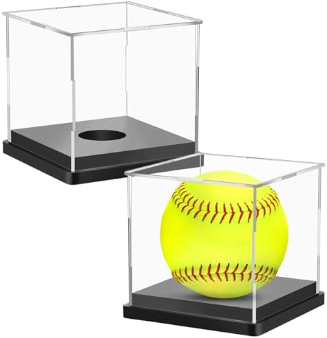 2PCS Softball Display Case Acrylic Clear Display Box Baseball Tennis Golf by Waenerec