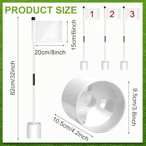 3 Set Golf Flagsticks Putting Green Flags - Image 2