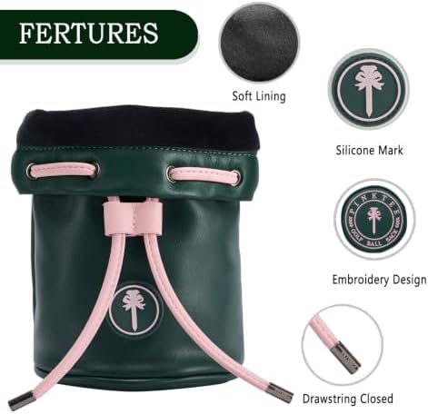 Golf Valuables Pouch with Embroidery, Leather Drawstring Golf Tee Ball Bag - Image 6