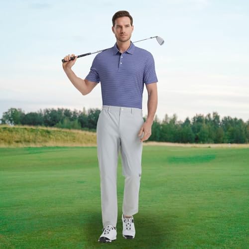 M MAELREG Mens Golf Shirt Short Sleeve Dry Fit Print Moisture Wicking - Image 2