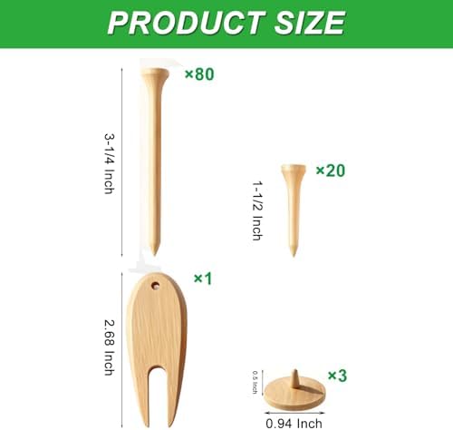 Bamboo Golf Tees with Position Ball Maker and Bamboo Divot Tools - Image 5