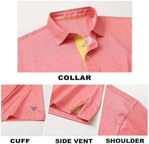 M MAELREG Mens Golf Shirt Short Sleeve Dry Fit Print Moisture Wicking - Image 6