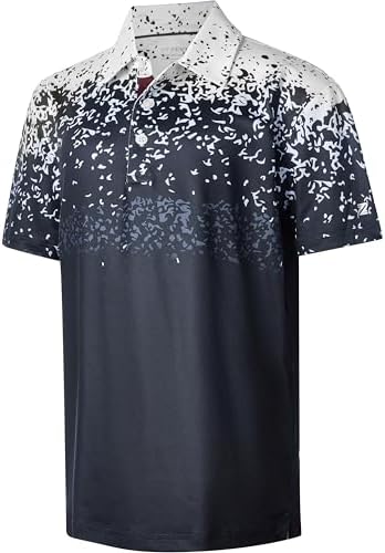 Mens Golf Shirt Short Sleeve Dry Fit Print Moisture Wicking Performance by FTFENTENG