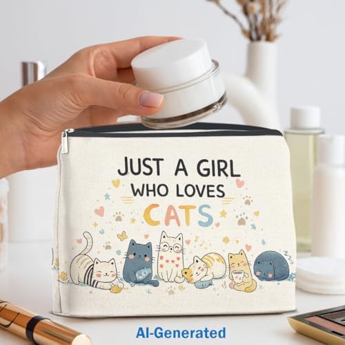 YeleY Cat Lover Gift Makeup Bag, Cute Cat Cosmetic Pouch - Image 6