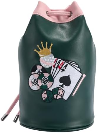 Golf Valuables Pouch with Embroidery, Leather Drawstring Golf Tee Ball Bag - Image 7