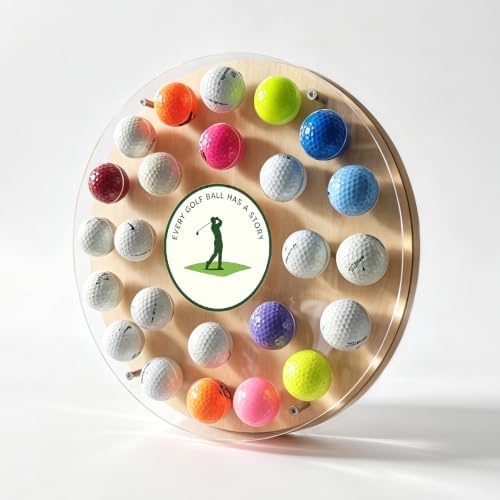 Golf Ball Display Rack, 24 Pieces Wood Acrylic Golf Ball Display case. by Unknown