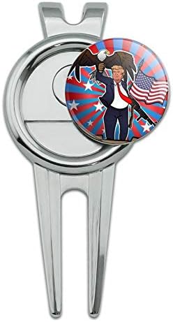 Patriotic Donald Trump with Eagle American Flag Gun Golf Divot Repair Tool - Image 2
