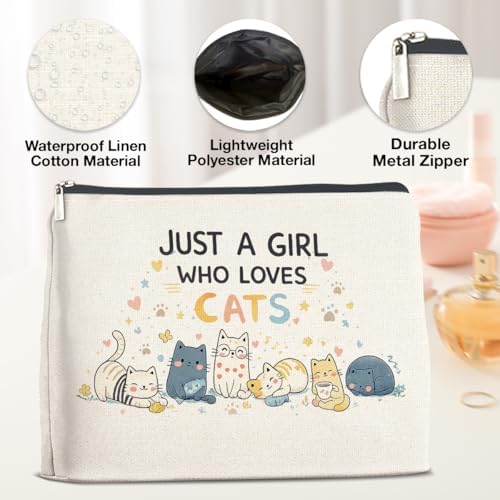YeleY Cat Lover Gift Makeup Bag, Cute Cat Cosmetic Pouch - Image 3