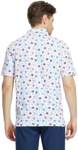 M MAELREG Mens Golf Shirt Short Sleeve Dry Fit Print Moisture Wicking - Image 5