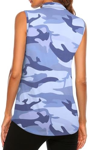 Tanst Sky Women's Sleeveless Golf Polo Shirts Quarter Zip Workout Tank Top - Image 2