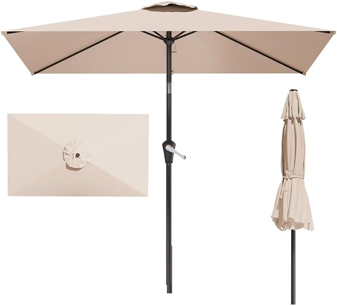 6.5' x 10' Rectangular Patio Umbrella Large Outdoor Market Umbrella w/UV by PatioKingdom