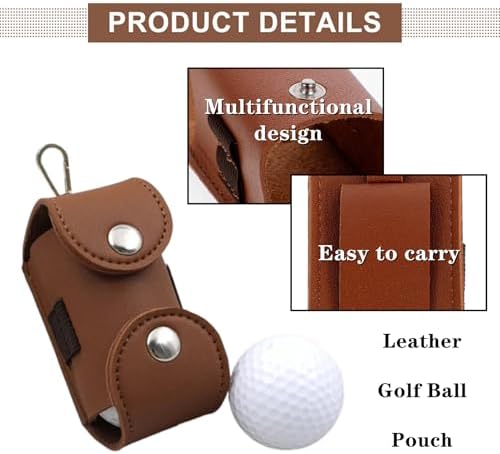 Brown Leather Golf Ball Bag Pouch - Image 4