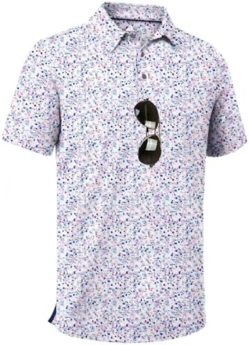 ZITY Men's Golf Shirts Short Sleeve Print Patterns Casual Collared Polo by ZITY