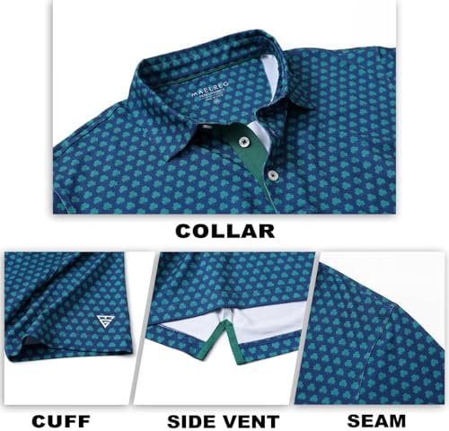 M MAELREG Mens Golf Shirt Short Sleeve Dry Fit Print Moisture Wicking - Image 6