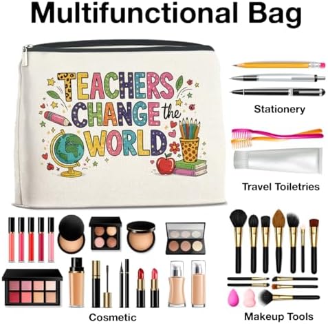 Teacher Gift Makeup Bag, Teacher Appreciation Cosmetic Pouch - Image 4