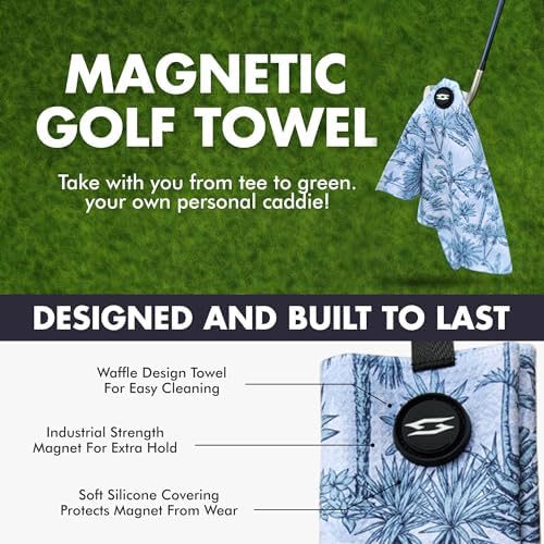 Magnetic Microfiber Waffle Golf Towel Large 16"x24" Clean - Image 3