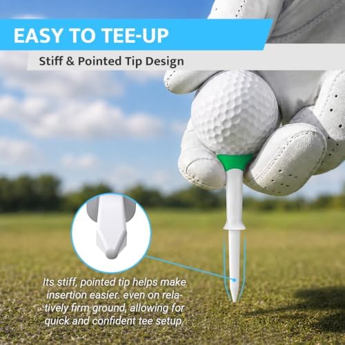 Soft Rubber Head Golf Tees 3-1/4'', 15 Pack Step Golf Tees, Fixed Height - Image 6
