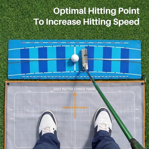 Golf Putting Mat & Golf Stance Training Towel Set, A Golf Putting Practice Aid - Image 6