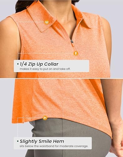G Gradual Women's Golf Shirts Lightweight 1/4 Zip Collared Tank Top - Image 5